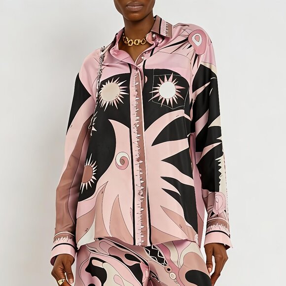 Emilio Pucci stella print silk oversized shirt SIZE US 6